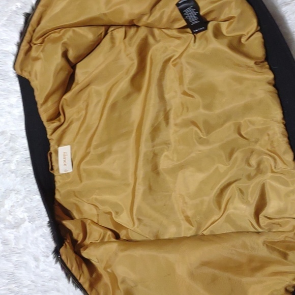 Aritzia Bomber Jacket Golden TNA Mahoney Faux Fur Leopard Print Size Large - Picture 12 of 13